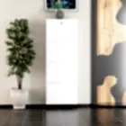 Kilitli 4 Kapaklı Metal Ayakkabılık Beyaz-0