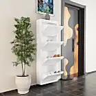Kilitli 4 Kapaklı Metal Ayakkabılık Beyaz-4
