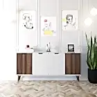 Elegant 4 Kapaklı Dekoratif Konsol Barok Ceviz Beyaz-0