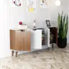 Elegant 4 Kapaklı Dekoratif Konsol Barok Ceviz Beyaz-2
