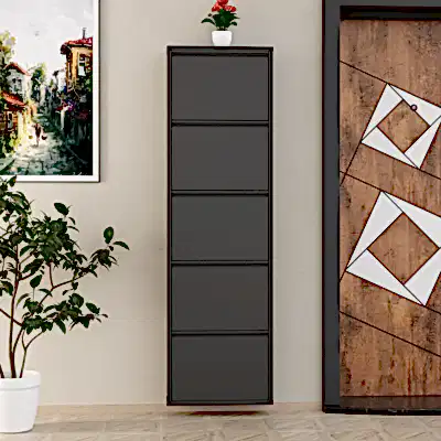 5 Kapaklı Metal Ayakkabılık Antrasit