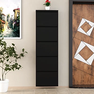5 Kapaklı Metal Ayakkabılık Siyah