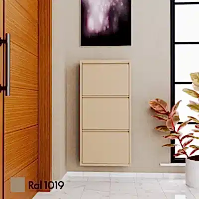 3 Kapaklı Metal Ayakkabılık Cappuccino