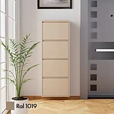 4 Kapaklı Metal Ayakkabılık Cappuccino