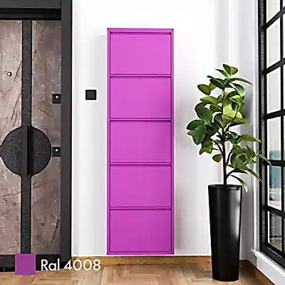 5 Kapaklı Metal Ayakkabılık Mürdüm