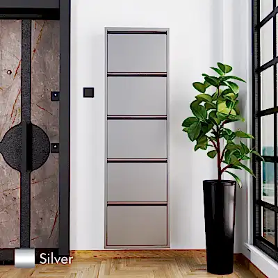 5 Kapaklı Metal Ayakkabılık Silver