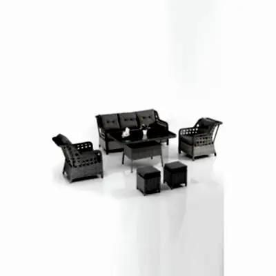 Eren Rattan Puflu Bahçe Balkon Takımı 3+1+1 Gri