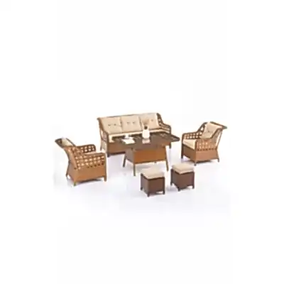 Sirius Eren Rattan 3'lü Bahçe Ve Balkon Takımı Koyu Kahve