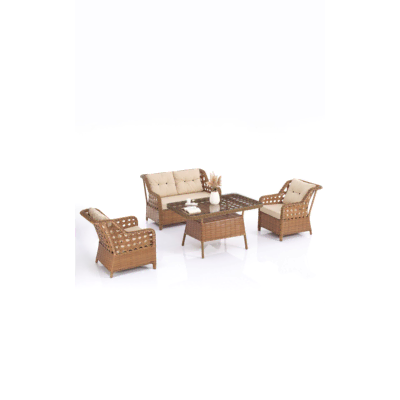 Eren Rattan Bahçe Balkon Takımı 2+1+1 Kahve