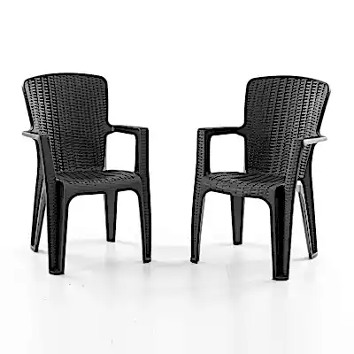 Side 2'li Rattan Sandalye Siyah
