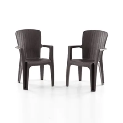 Side 2'li Rattan Sandalye Kahve