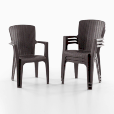 Side 4'lü Rattan Sandalye Kahve