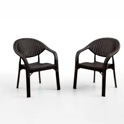 Bamboo 2'li Rattan Sandalye Kahve