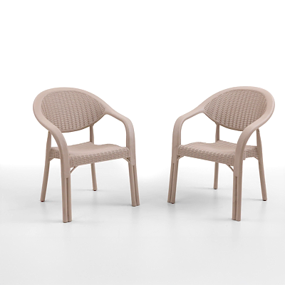 Bamboo 2'li Rattan Sandalye Cappuccino