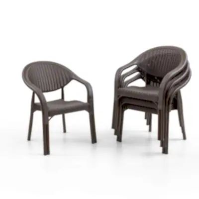 Bamboo 4'lü Rattan Sandalye Kahve