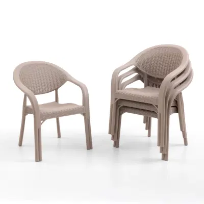 Bamboo 4'lü Rattan Sandalye Cappuccino
