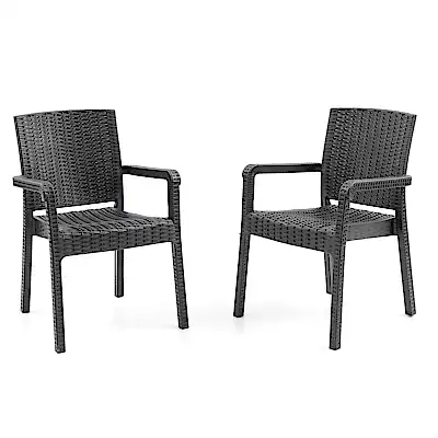 King 2'li Rattan Sandalye Siyah