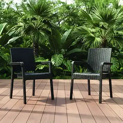 King 2'li Rattan Sandalye Kahve