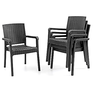 King 4'lü Rattan Sandalye Siyah