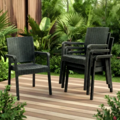 King 4'lü Rattan Sandalye Kahve