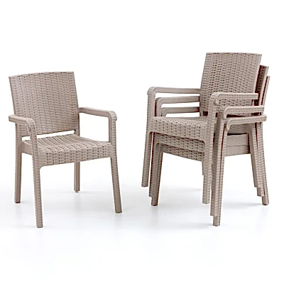 King 4'lü Rattan Sandalye Cappuccino
