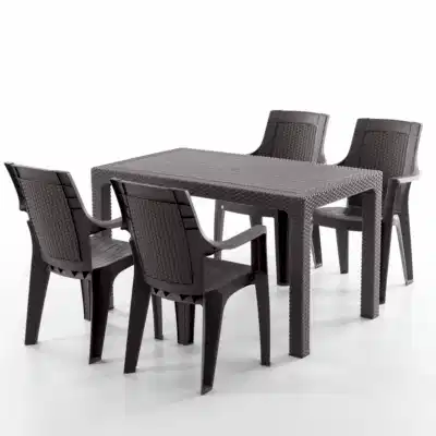 Efes 4 Kişilik Rattan Masa Sandalye Takımı Kahve