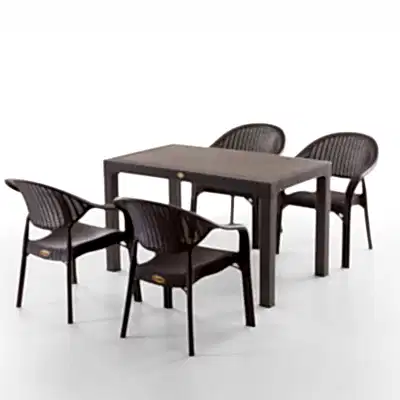 Bamboo 4 Kişilik Rattan Masa Sandalye Takımı Kahve
