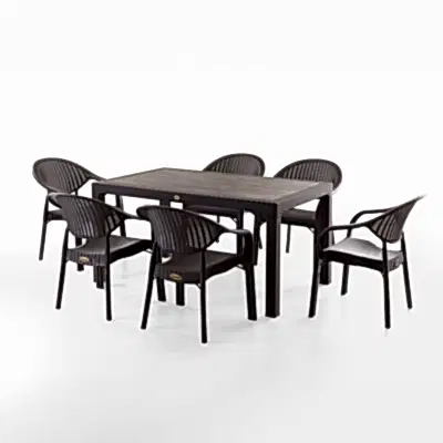Bamboo 6 Kişilik Rattan Masa Sandalye Takımı Kahve
