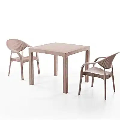 Bamboo 2 Kişilik Rattan Masa Sandalye Takımı Cappuccino