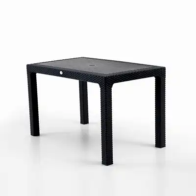 Rattan 75x125 cm Masa Siyah