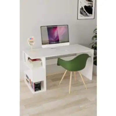 Leo Kitaplıklı Çalışma Masası Beyaz