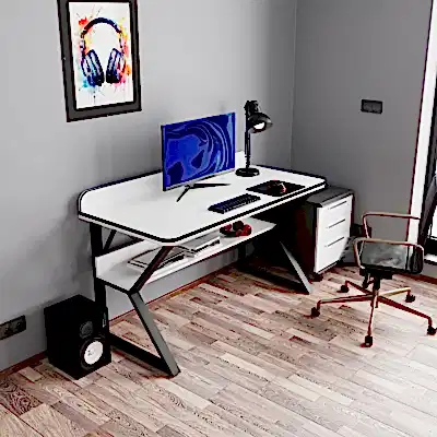 Pulsar Oyuncu Masası Çalışma Ofis Masası Gaming Masa Beyaz