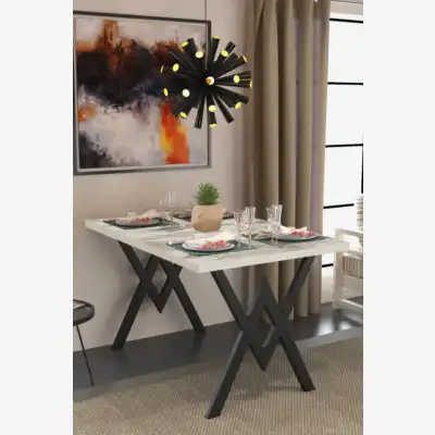 Parla Mutfak Yemek Masası Beyaz Mermer