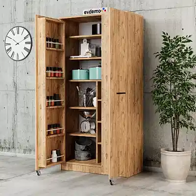 Art 2 Kapaklı Erzak Kiler Mutfak Dolabı Atlantik Çam