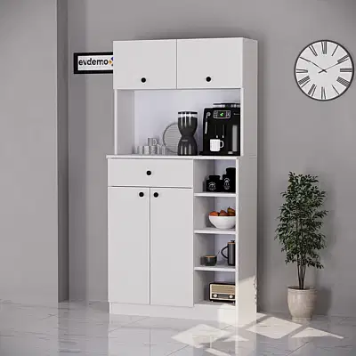 Pera Kahve Köşesi Çok Amaçlı Dolap Beyaz