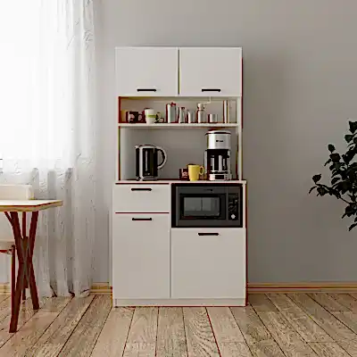 Arya Kahve Köşesi Çok Amaçlı Dolap Beyaz