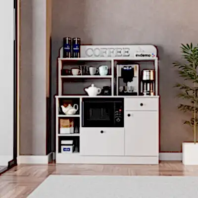 Barista Kahve Köşesi Çok Amaçlı Dolap Beyaz