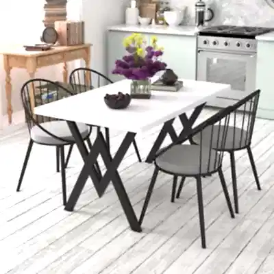 Evdemo Eylül 4 Kişilik Mutfak Masası Takımı Beyaz Gri