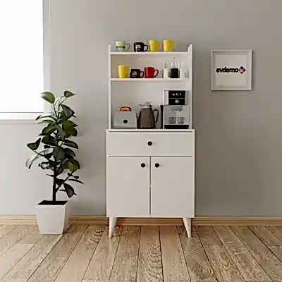 Biga Kahve Köşesi Çok Amaçlı Dolap Beyaz