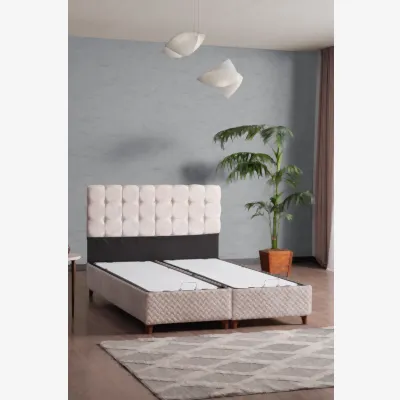 Bengü Çift Kişilik Baza Başlık Set Krem 150*200
