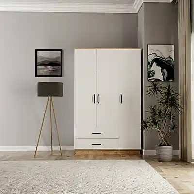 Erna 3 Kapak 2 Çekmeceli Gardırop Atlantik Çam