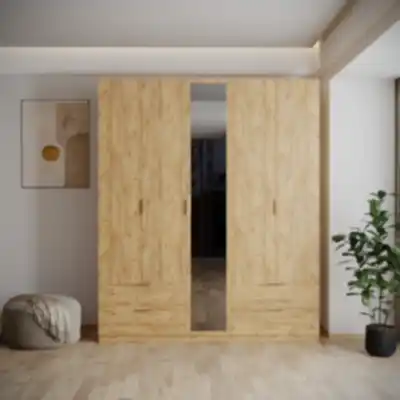 Yakut Aynalı 5 Kapaklı 4 Çekmeceli Gardırop 210 cm Atlantik Çam