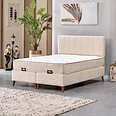 Vizyon Çift Kişilik Baza Başlık Set Krem 150*200