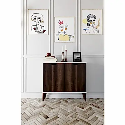 Elegant 2 Kapaklı Dekoratif Konsol Barok Ceviz Beyaz