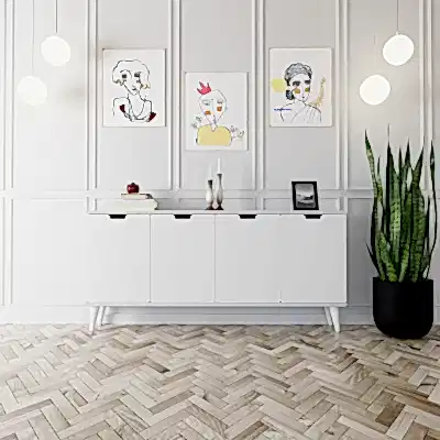 Elegant 4 Kapaklı Dekoratif Konsol Beyaz