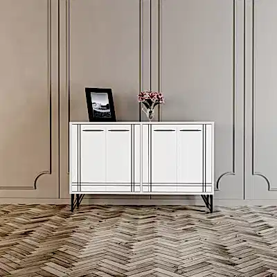 Rio Metal Ayak Dekoratif Modern Konsol Beyaz